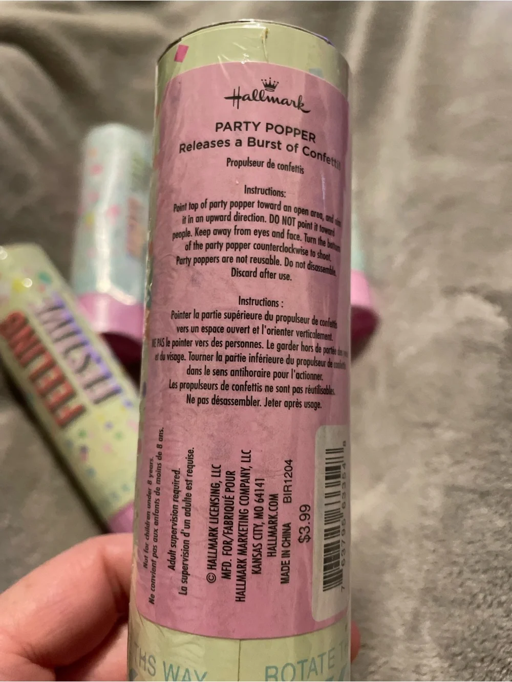 Hallmark Party Time Confetti Popper - Pink & Pastel